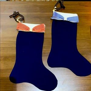 Americana Anthropologie Red White Blue 2 Stockings Linen